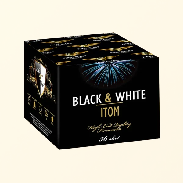 Itom - 36 Skuds Batteri - Black & White [125] - Fra First Class Fireworks